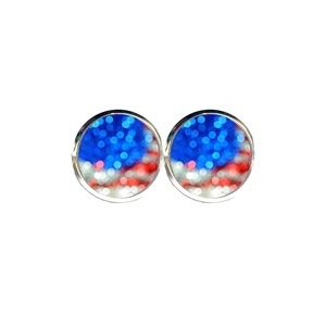 American Flag Glitter Earrings